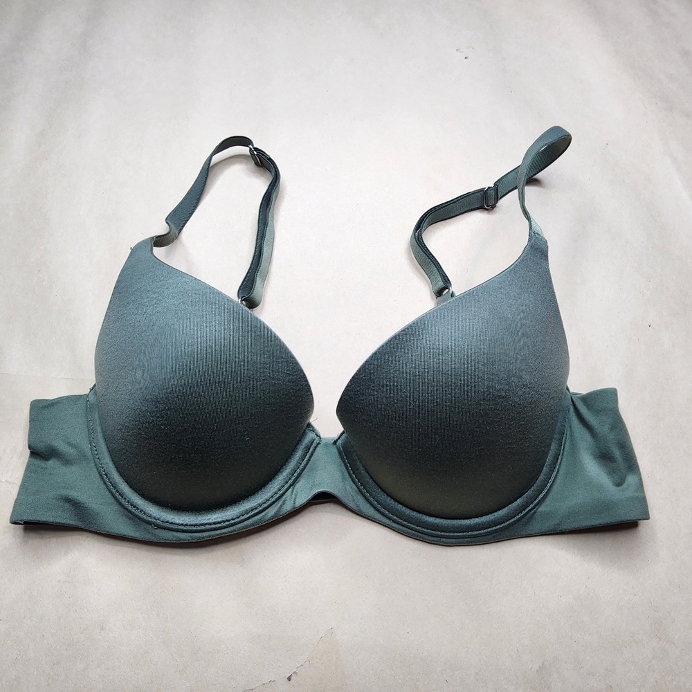 Aerie Real Power Push Up Bra Dark Green Underwire‎ Padded 32A 5485